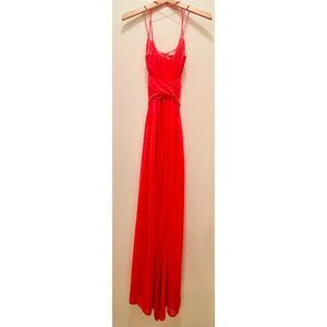 Calvin Klein Women's Size 4 Red Strappy Maxi Dress Elegant A-Line